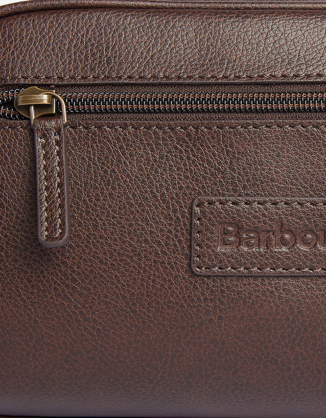LEATHER Mens Wash Bag Dark Brown