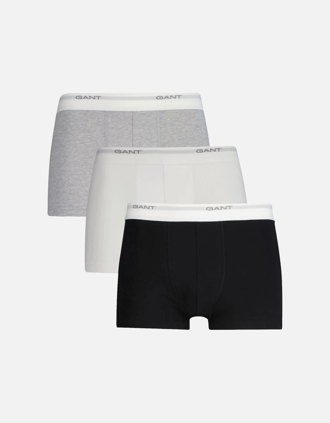 3-Pack Core Logo Boxer Trunks, Black/White/Grey