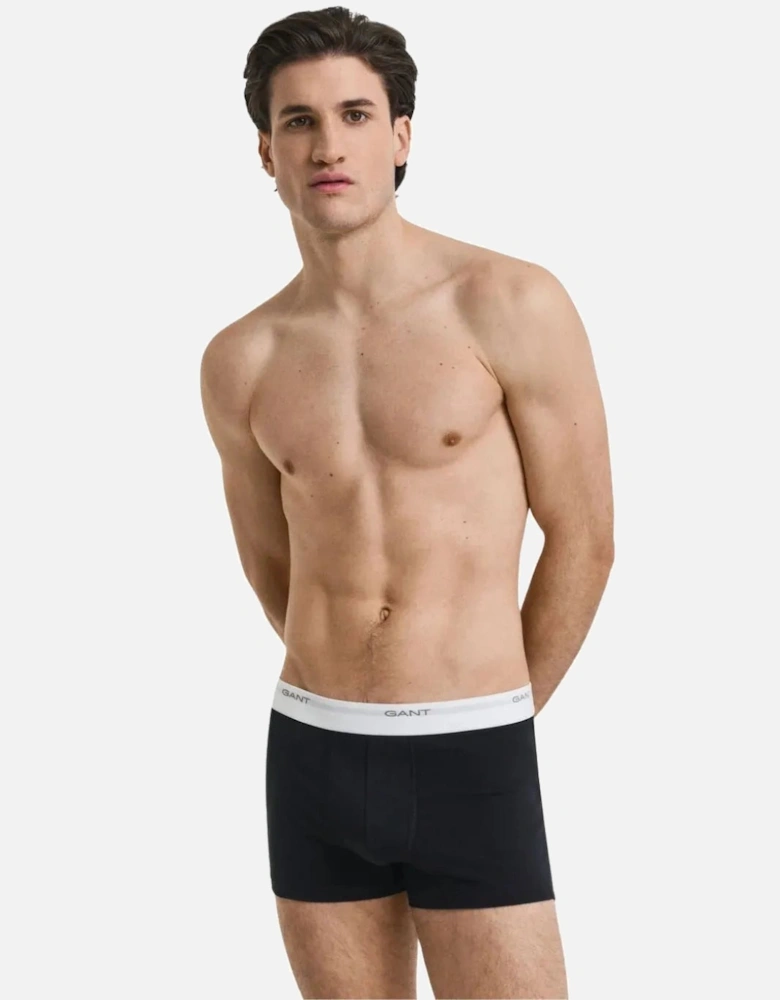 3-Pack Core Logo Boxer Trunks, Black/White/Grey