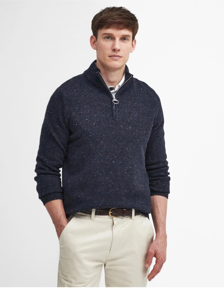 Tainsbury Mens Half Zip Knitted Jumper - Navy