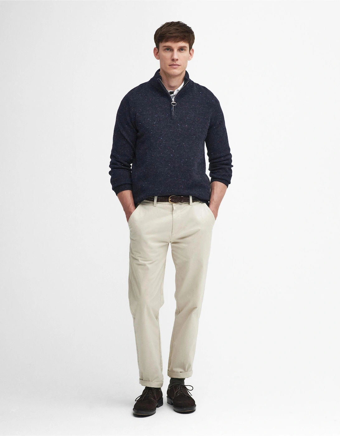 Tainsbury Mens Half Zip Knitted Jumper - Navy