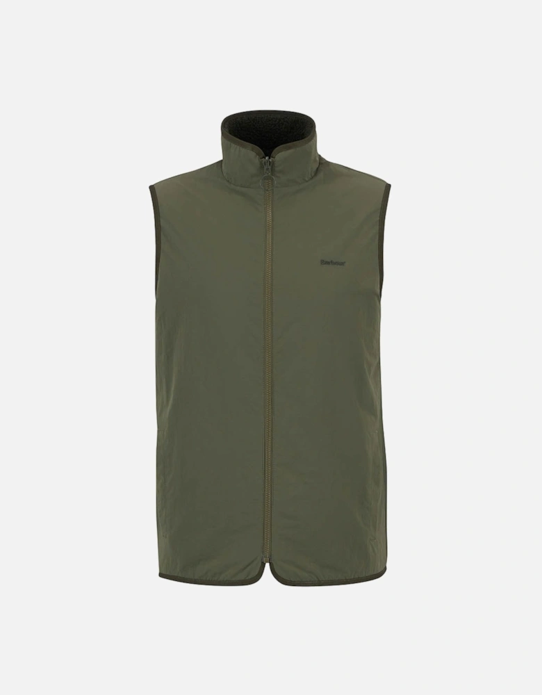 Mens Reversible Fleece Gilet - Fern