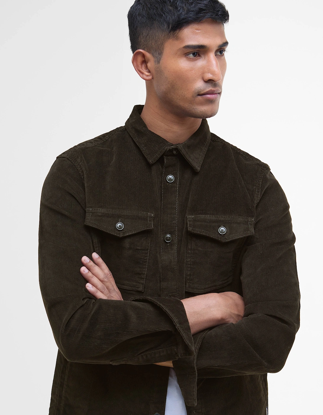 Mens Corduroy Overshirt - Olive