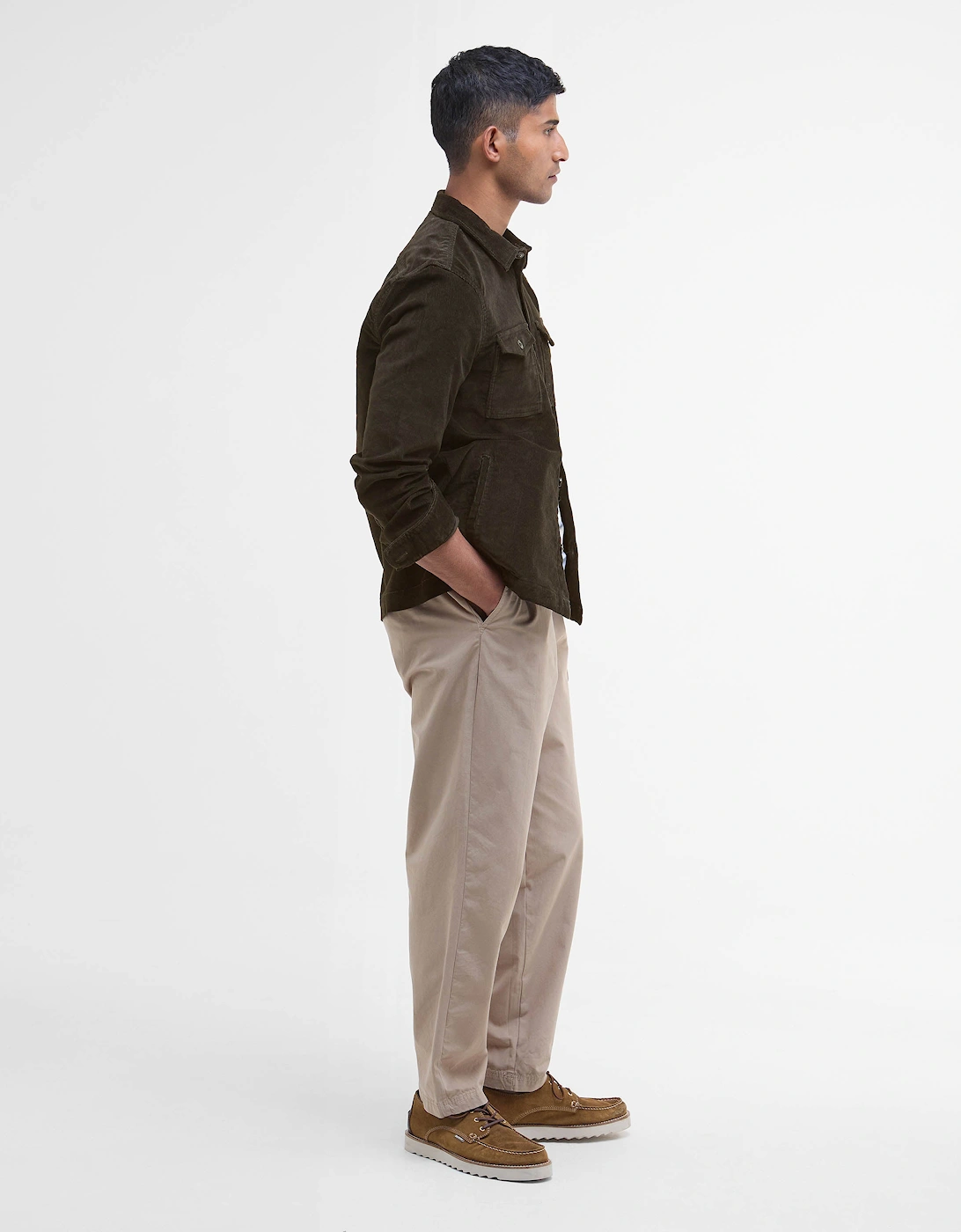 Mens Corduroy Overshirt - Olive