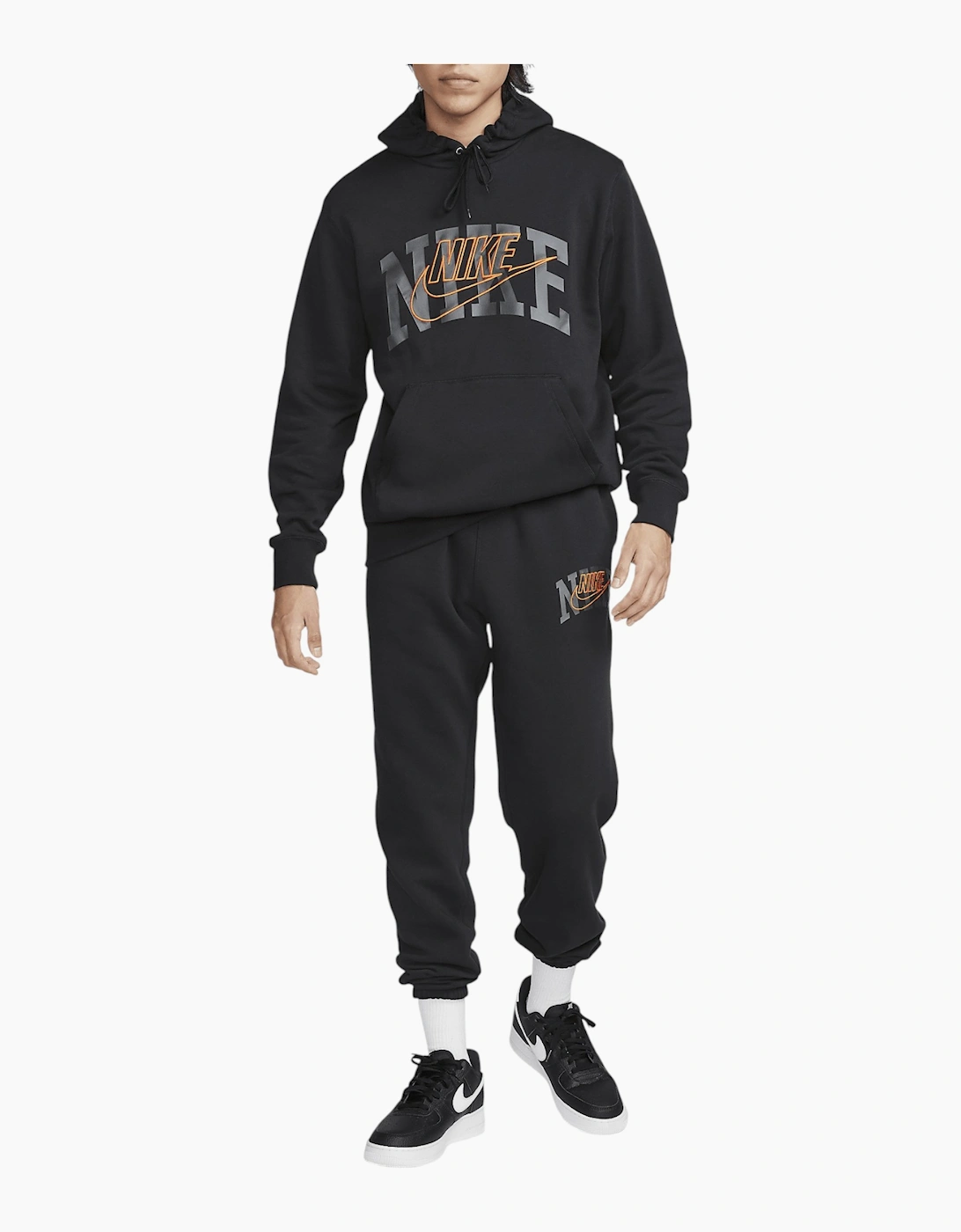 Nike Men's Black Tracksuit Club Fleece Pullover Hoodie Cuffed Jogger Sportswear - Size Regular/36