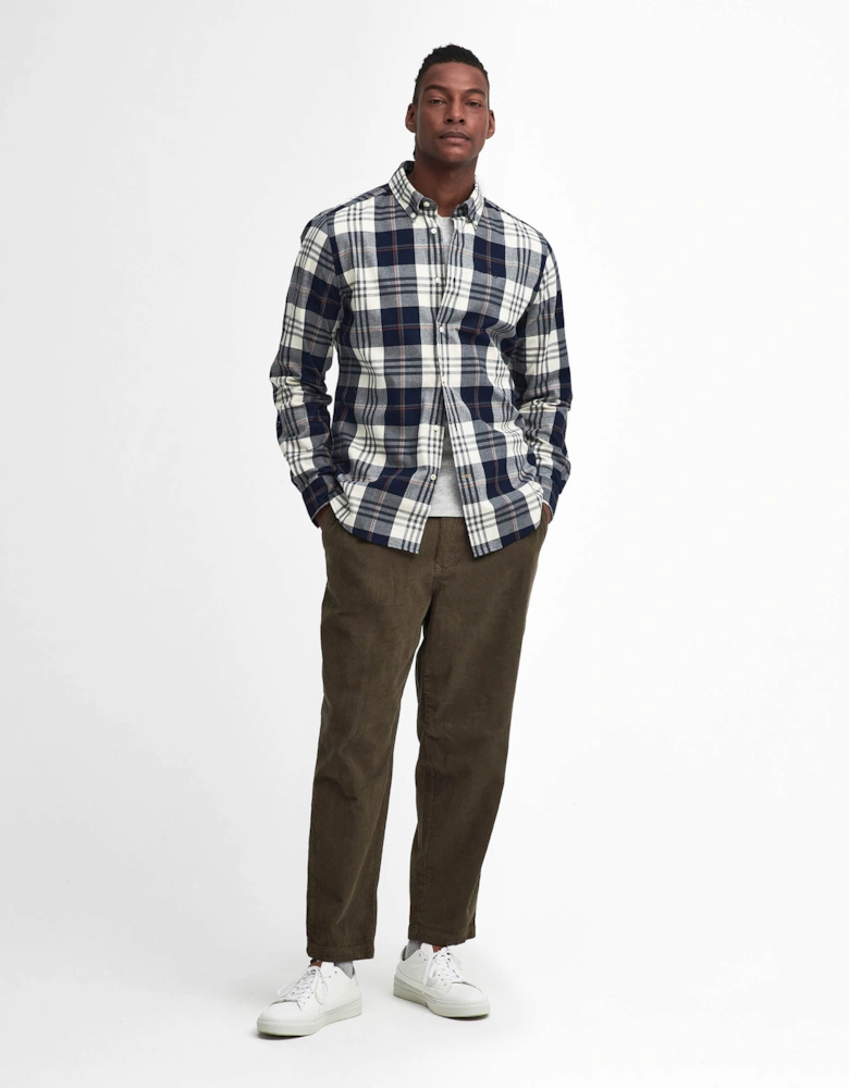 Edgar Mens Tailored Checked Shirt - Navy