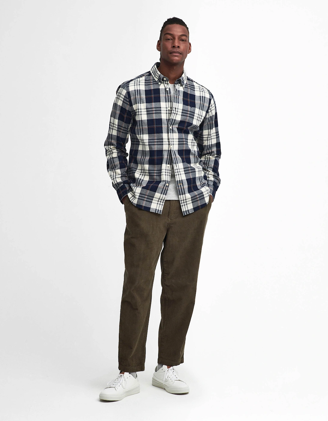 Edgar Mens Tailored Checked Shirt - Navy