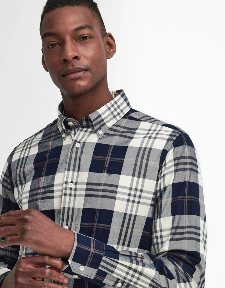 Edgar Mens Tailored Checked Shirt - Navy