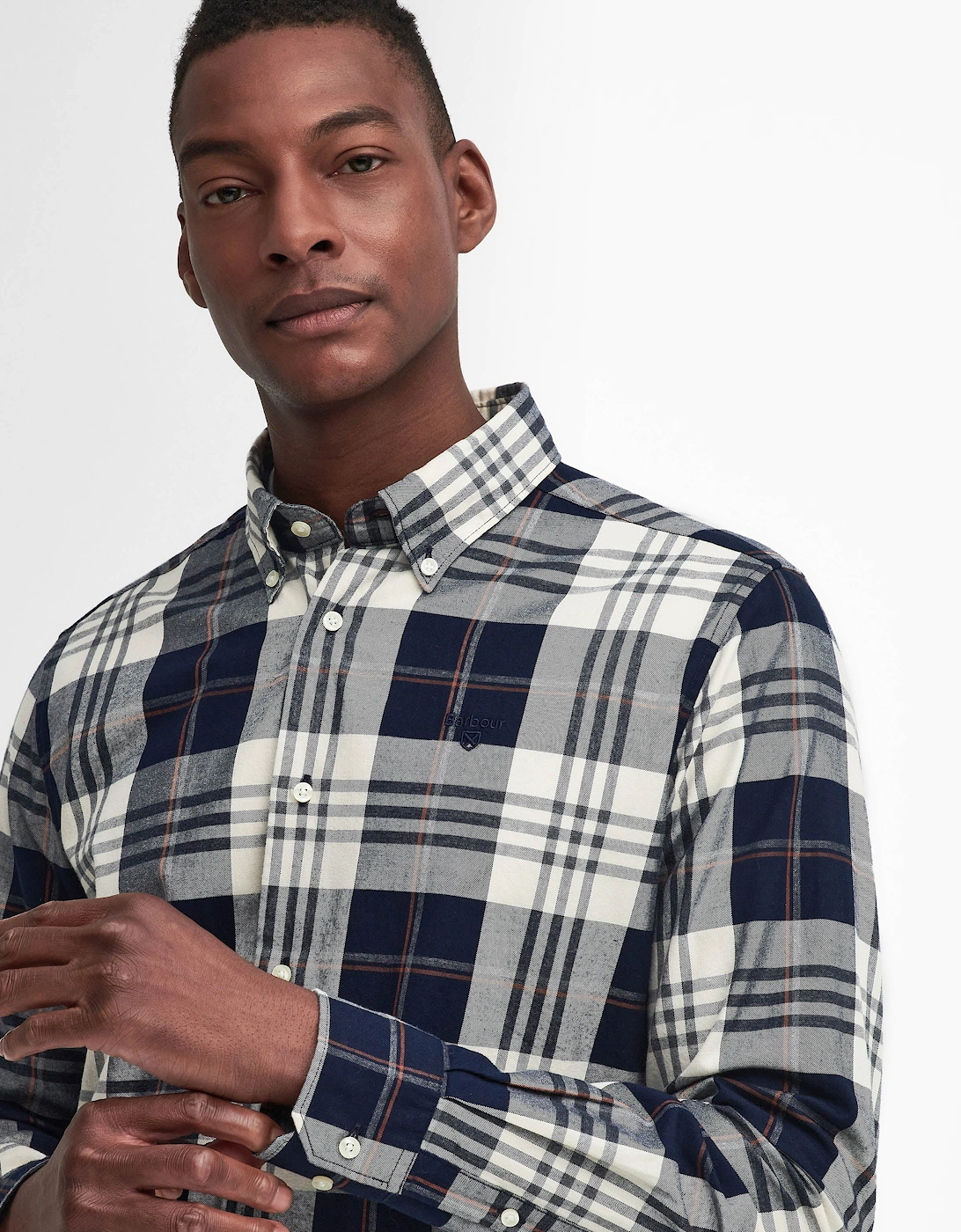 Edgar Mens Tailored Checked Shirt - Navy