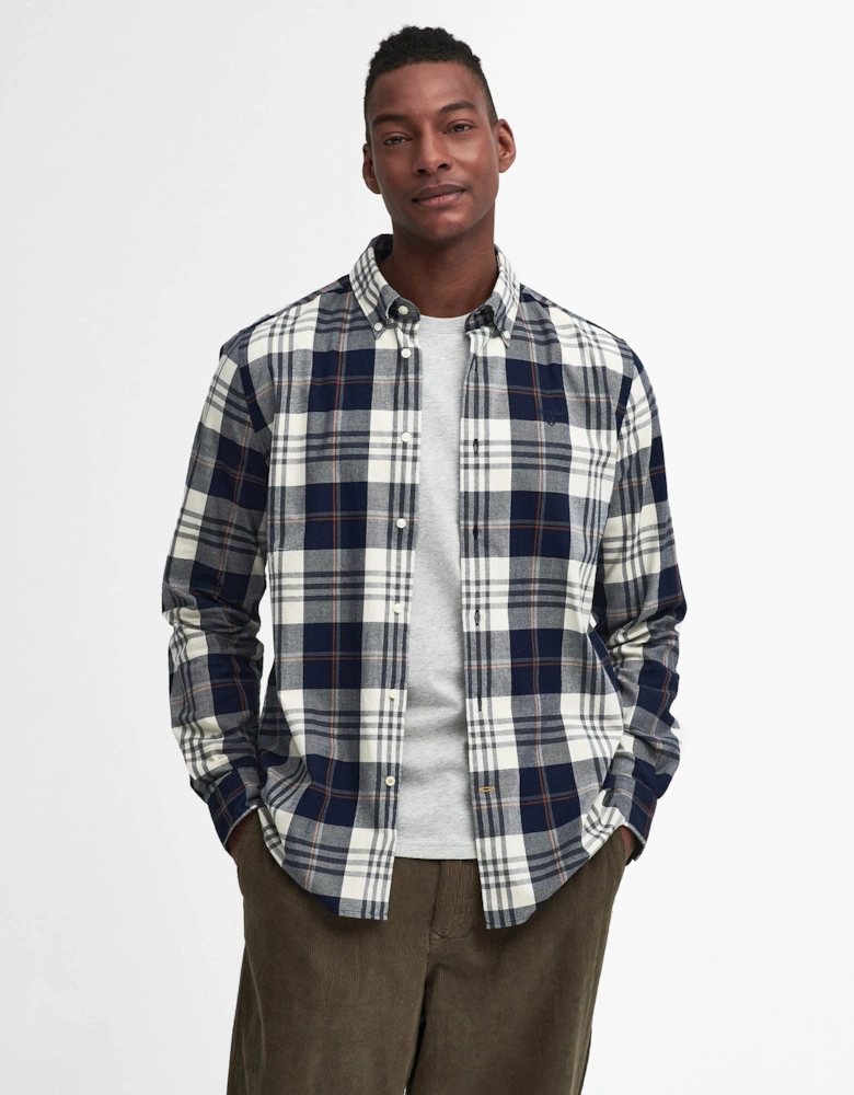 Edgar Mens Tailored Checked Shirt - Navy