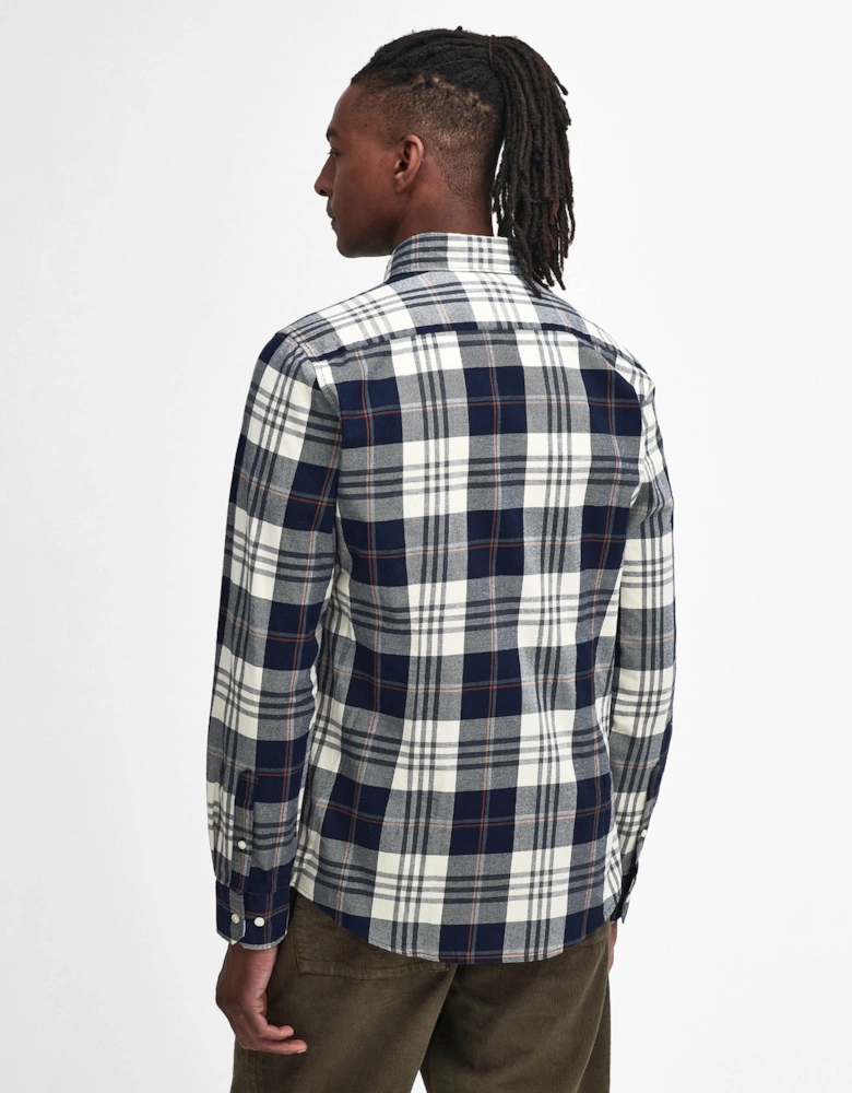 Edgar Mens Tailored Checked Shirt - Navy