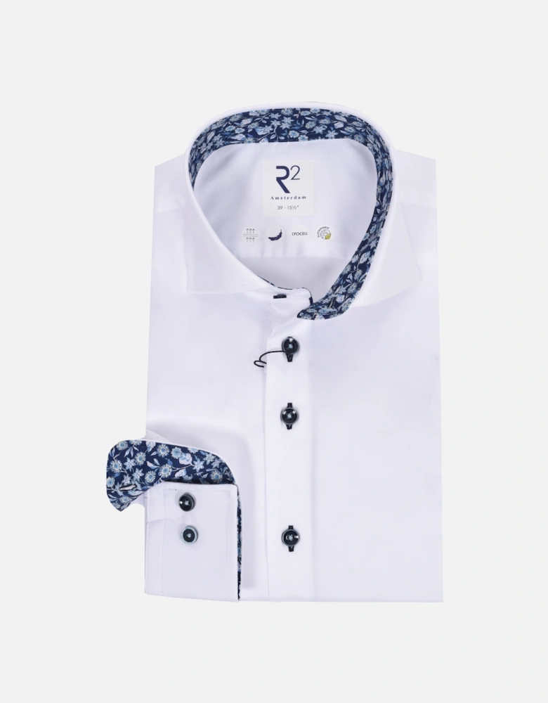 Long Sleeved Cut Away Collar Shirt White