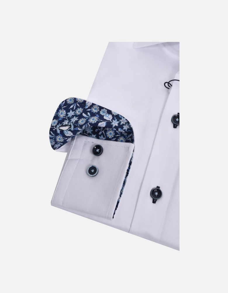 Long Sleeved Cut Away Collar Shirt White