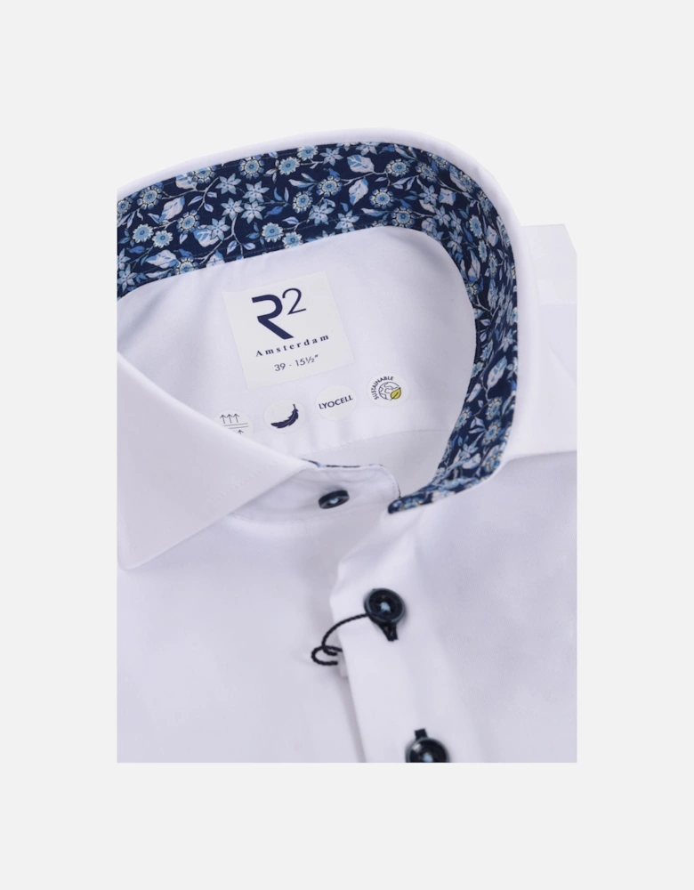 Long Sleeved Cut Away Collar Shirt White