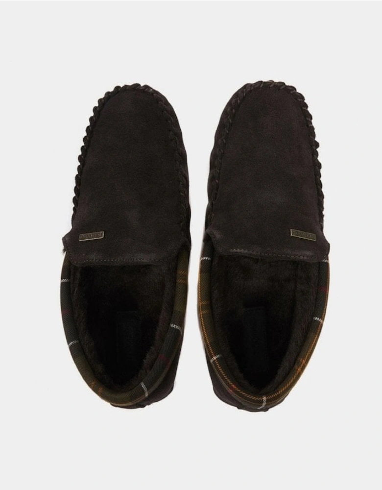 Monty Moccasin Mens Slippers - Brown Suede