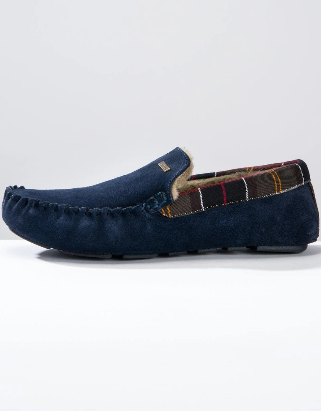 Monty Moccasin Mens Slippers - Navy Suede