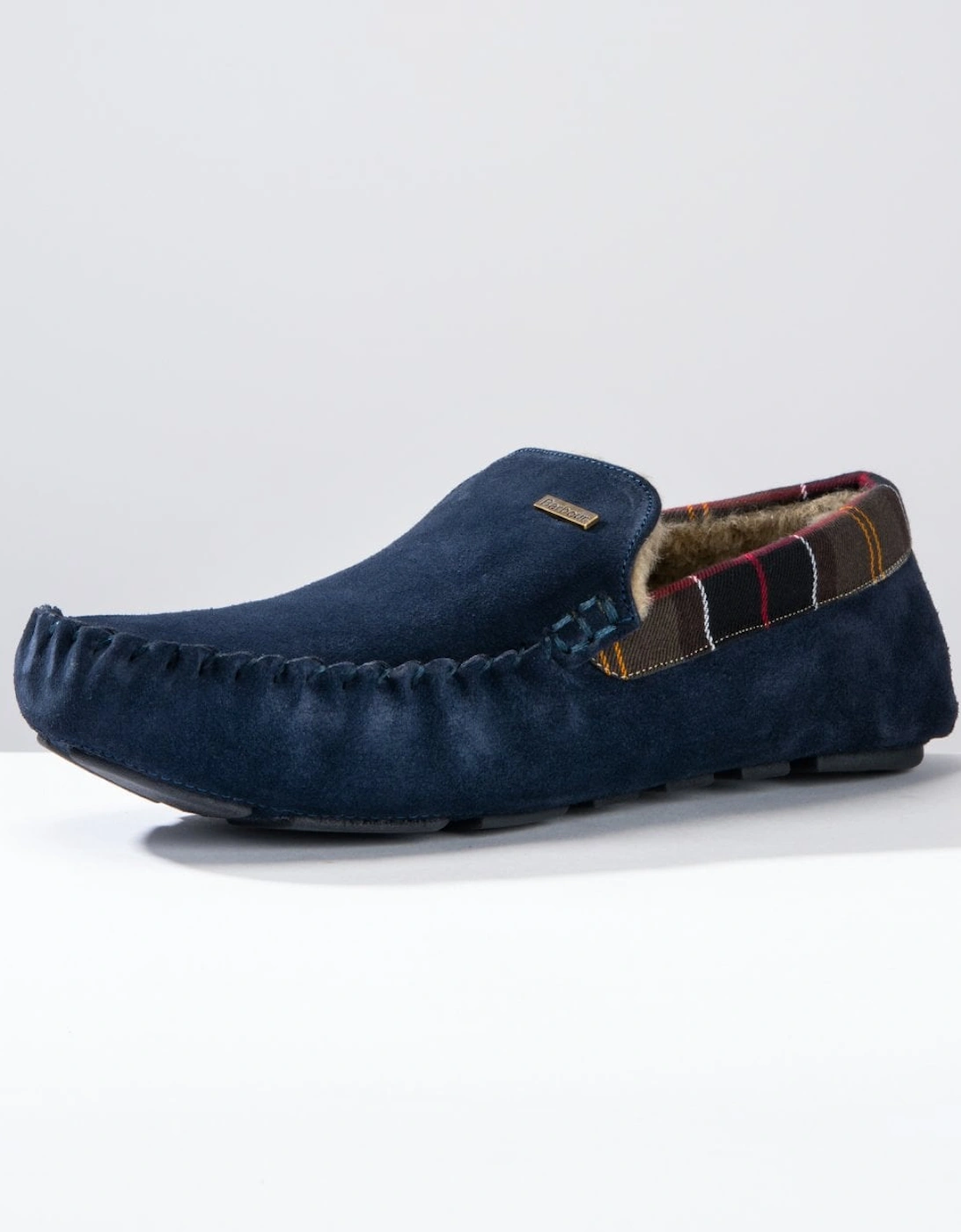 Monty Moccasin Mens Slippers - Navy Suede, 7 of 6