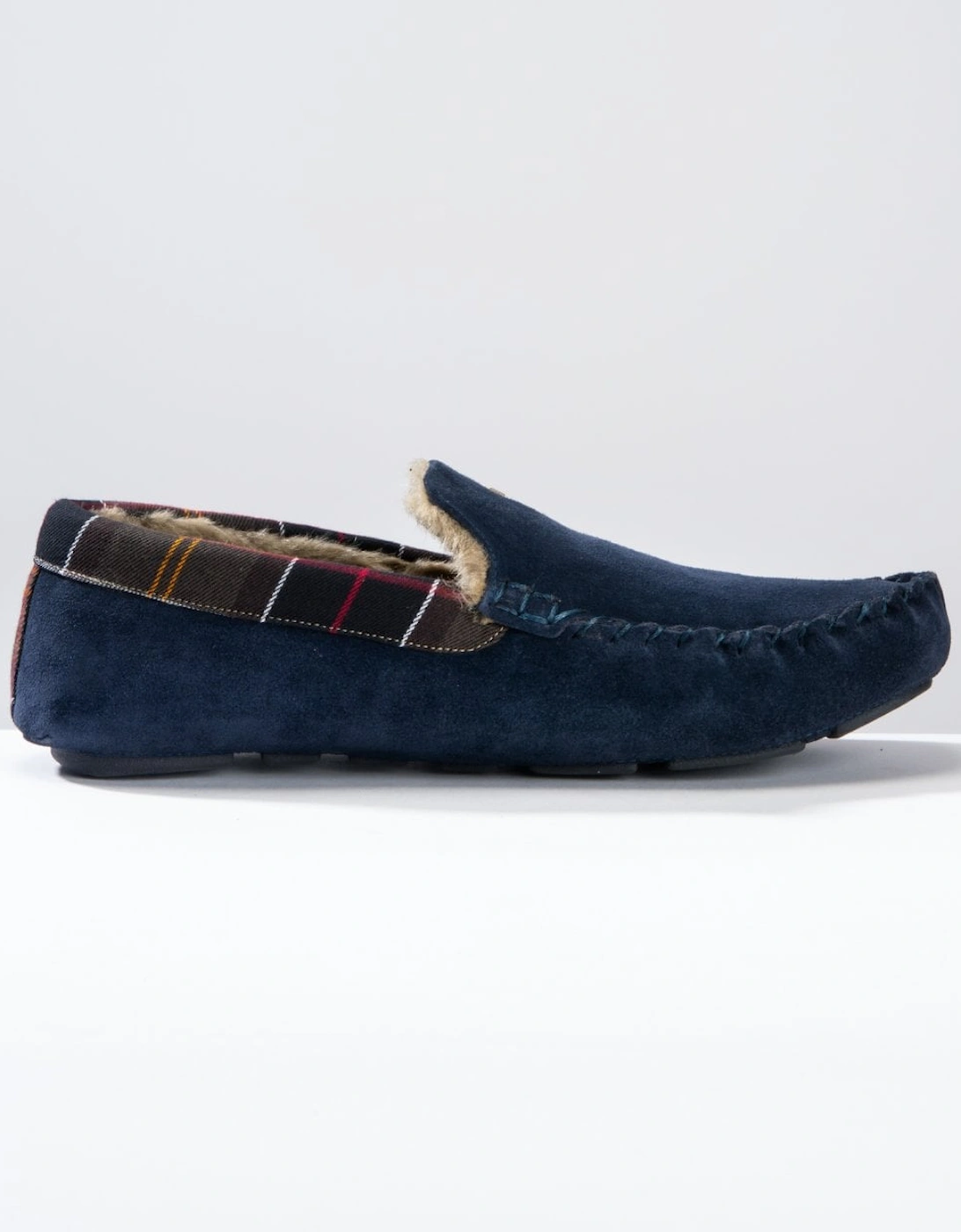 Monty Moccasin Mens Slippers - Navy Suede