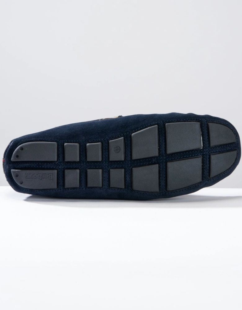 Monty Moccasin Mens Slippers - Navy Suede