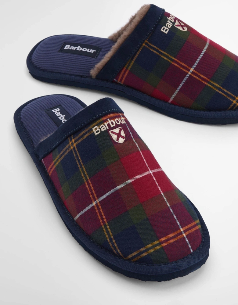 Everitt Mens Tartan Mule Slippers - Winterberry Tartan