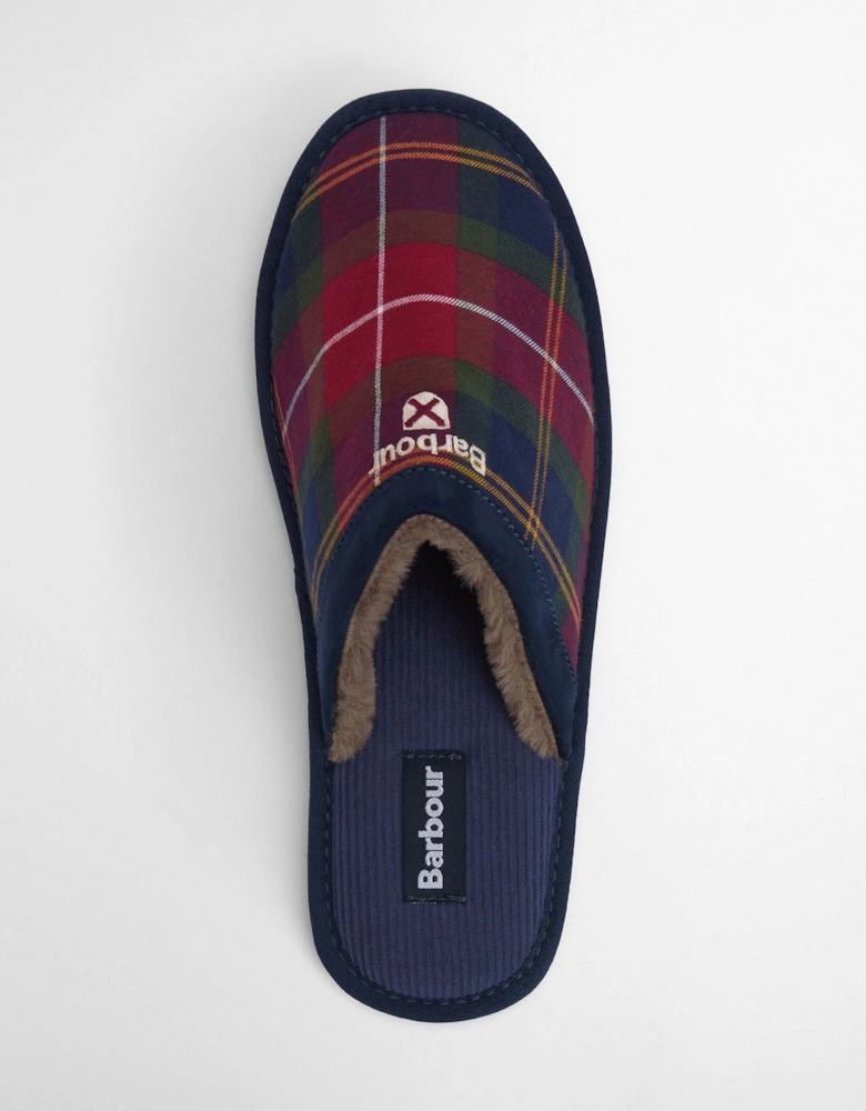 Everitt Mens Tartan Mule Slippers - Winterberry Tartan