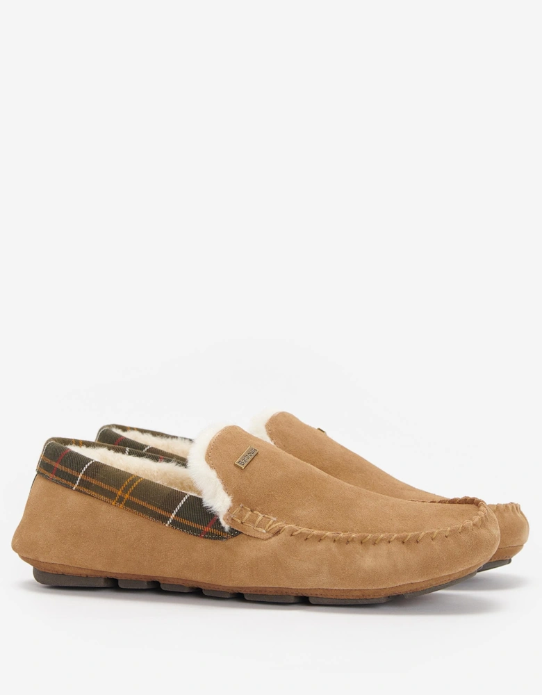 Monty Moccasin Mens Slippers - Camel Suede