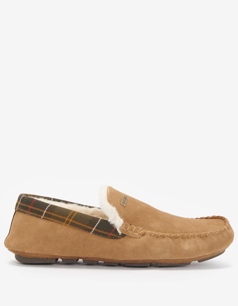 Monty Moccasin Mens Slippers - Camel Suede