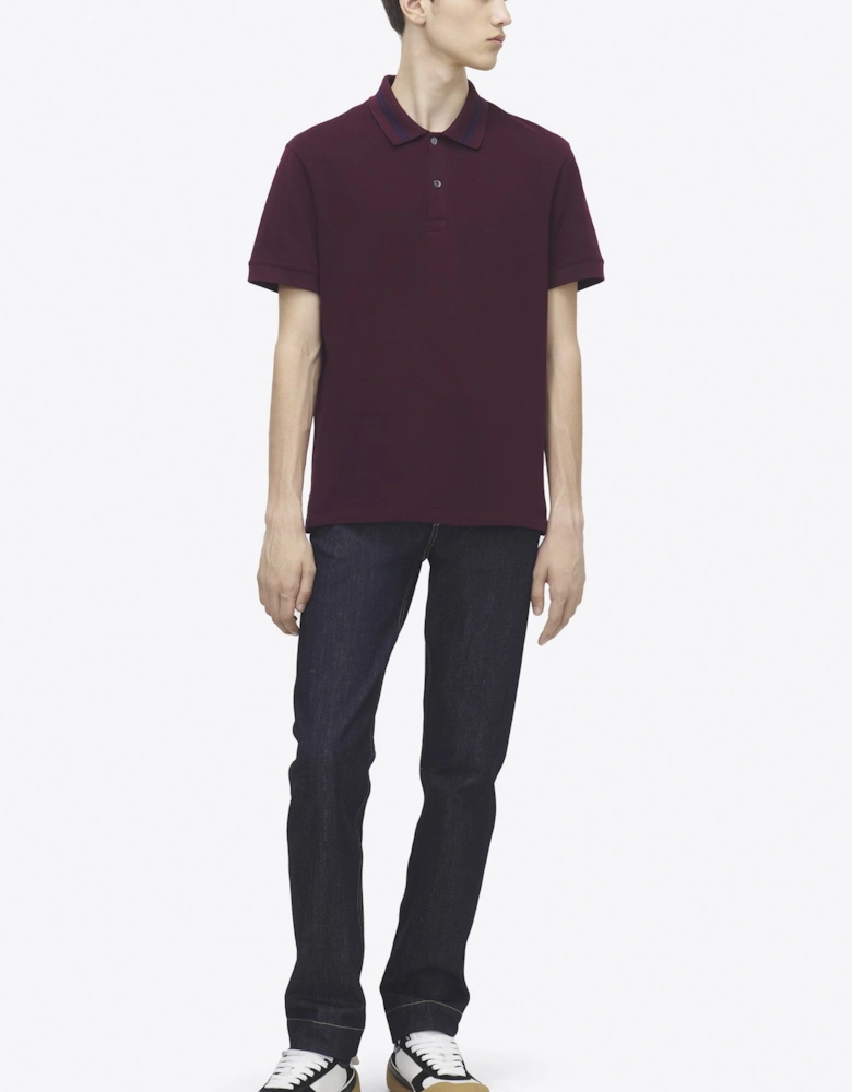 Jacquard Collar Polo Plum