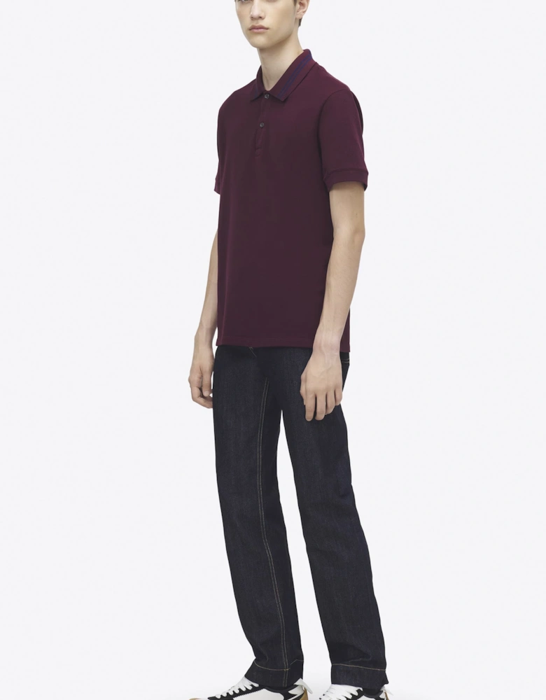 Jacquard Collar Polo Plum