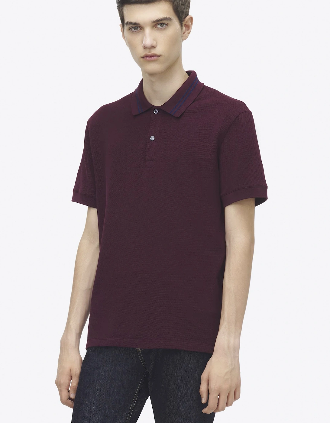 Jacquard Collar Polo Plum
