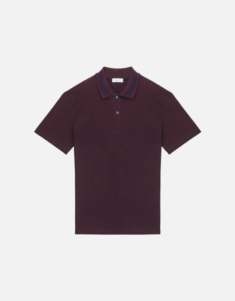 Jacquard Collar Polo Plum