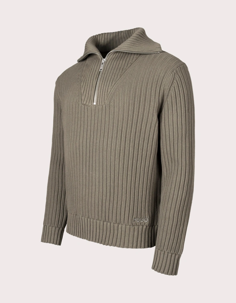 Relaxed Fit Srigg Quarter Zip Knit Jumper
