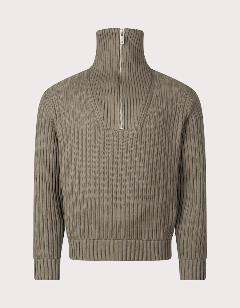 Relaxed Fit Srigg Quarter Zip Knit Jumper