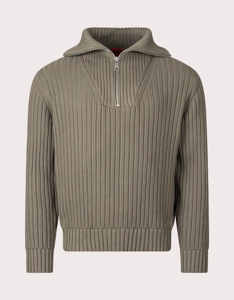 Relaxed Fit Srigg Quarter Zip Knit Jumper
