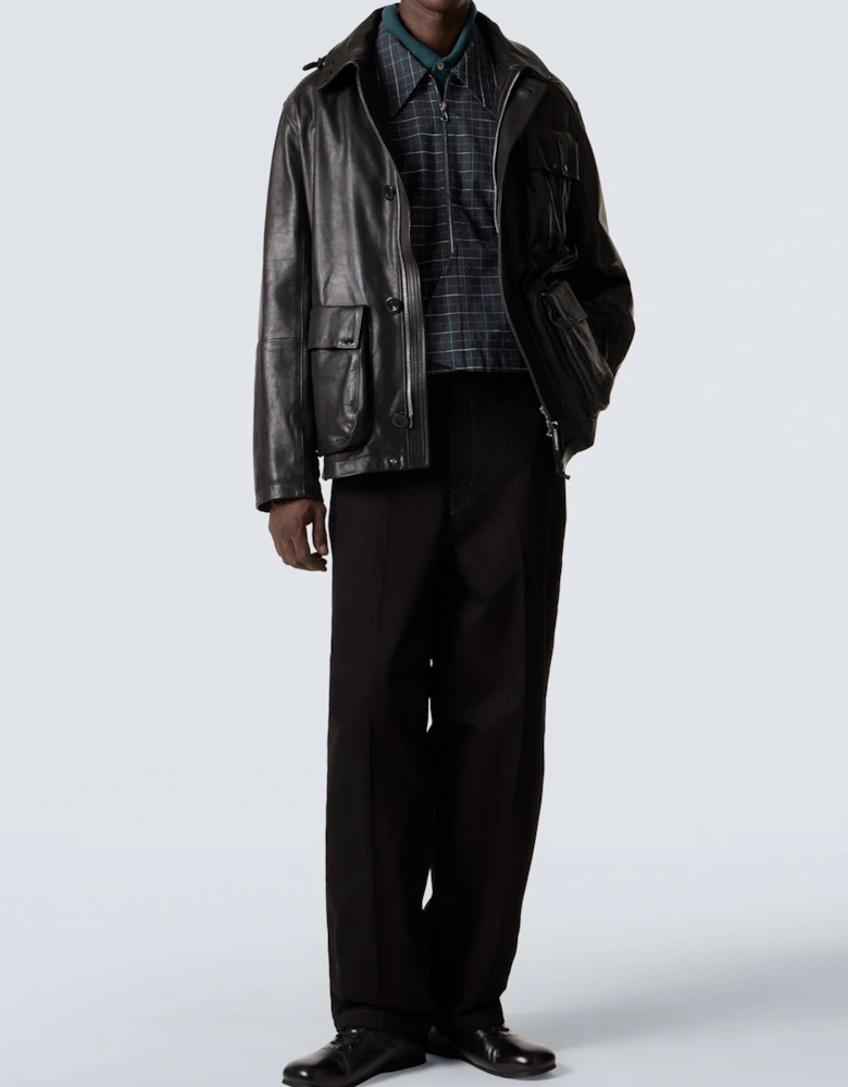 Leather Goggle Jacket Black