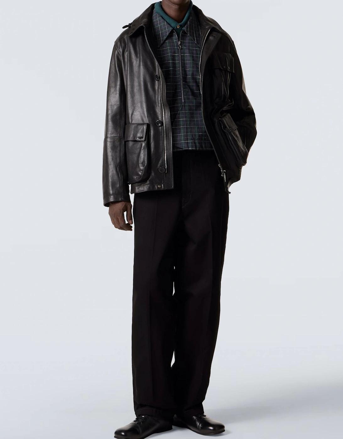 Leather Goggle Jacket Black