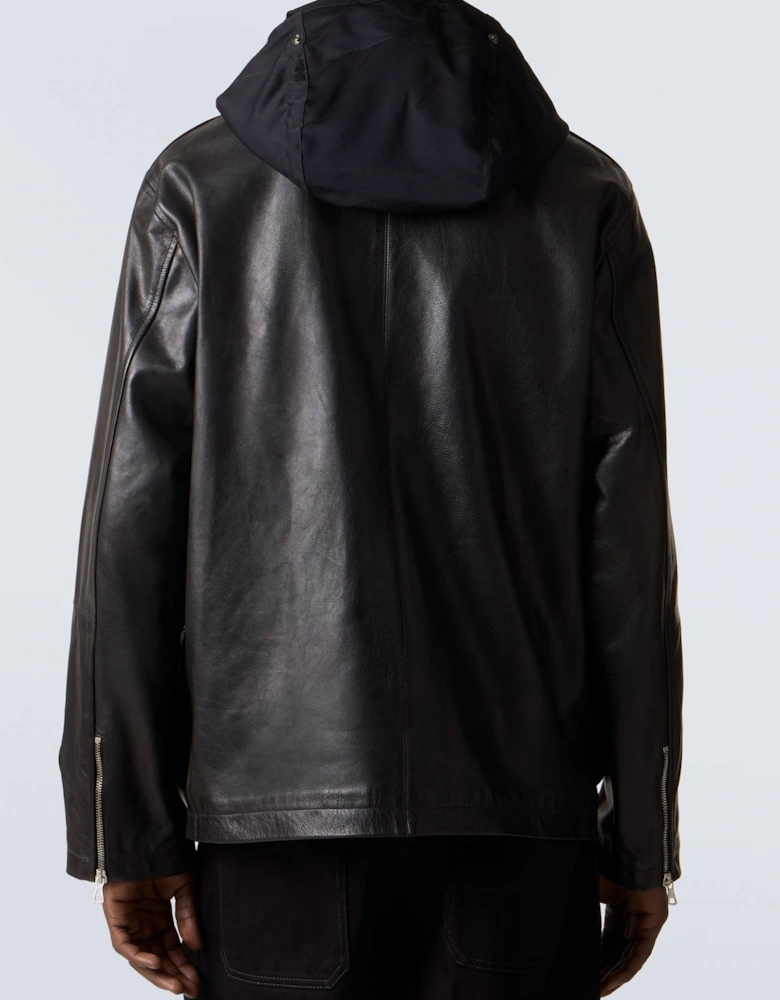 Leather Goggle Jacket Black