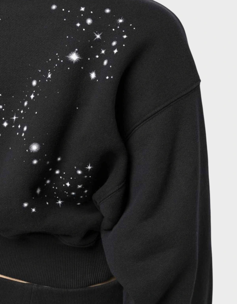 Bling Stars Arrow Cropped Zip Up Black