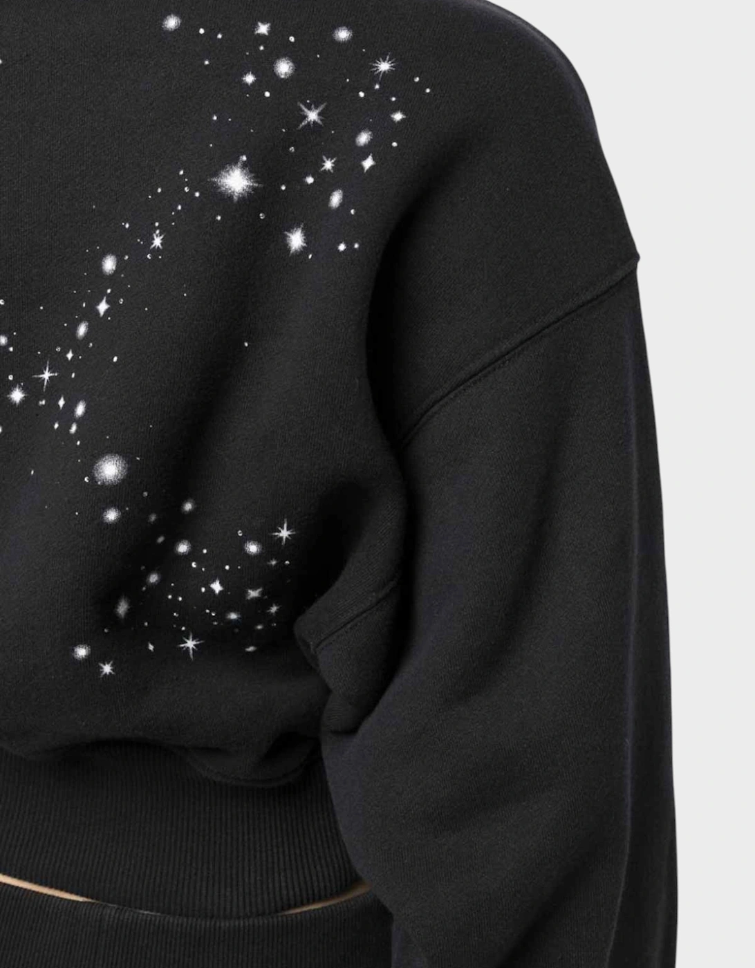 Bling Stars Arrow Cropped Zip Up Black