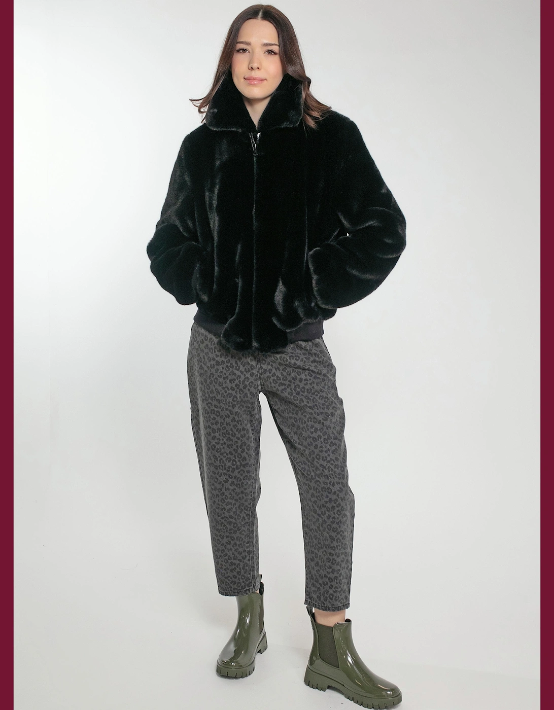Beatrix Faux Fur Bomber In Black