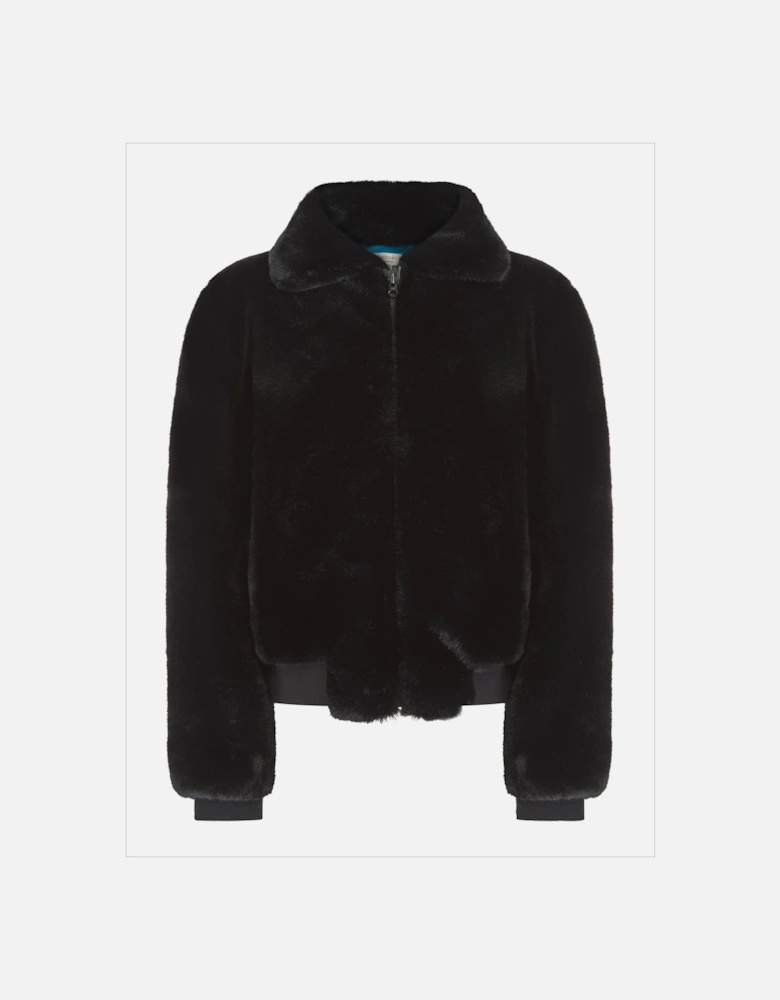 Beatrix Faux Fur Bomber In Black
