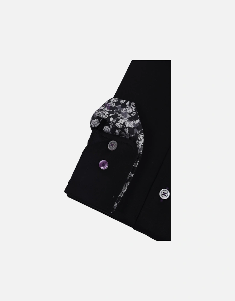 Long Sleeved Cut Away Collar Shirt Black