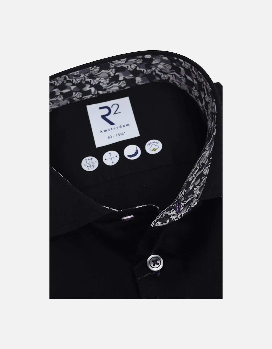 Long Sleeved Cut Away Collar Shirt Black