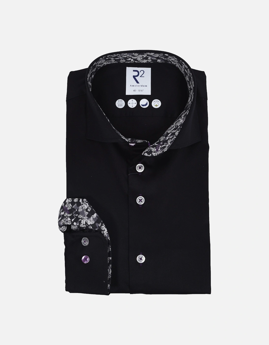 Long Sleeved Cut Away Collar Shirt Black, 4 of 3