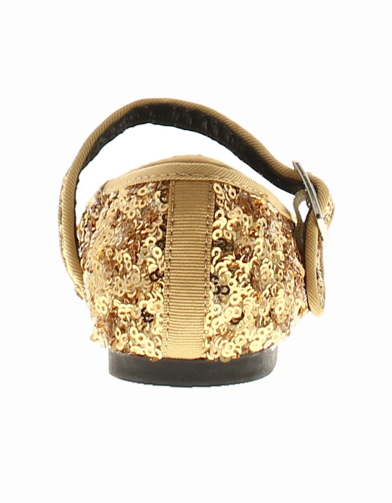 Girls Shoes Party Sequined Ballerina Valentina gold UK Size
