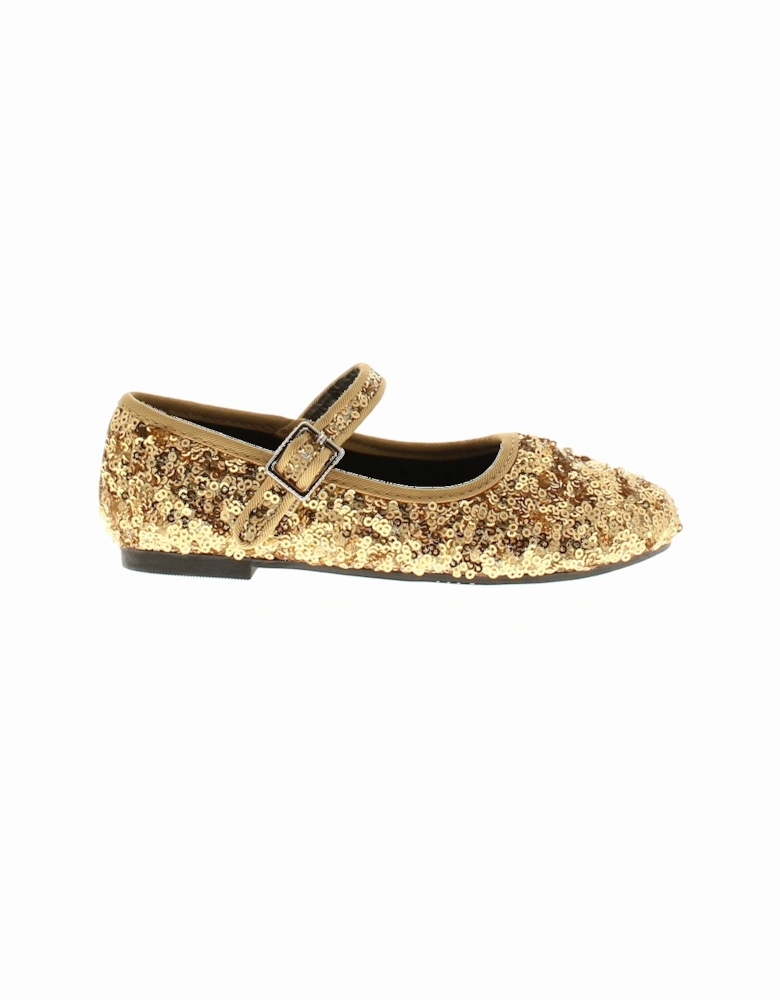 Girls Shoes Party Sequined Ballerina Valentina gold UK Size