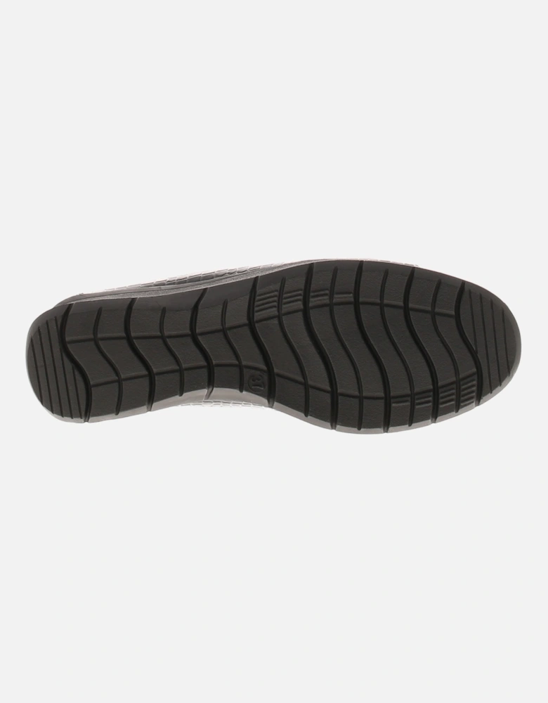 Womens Shoes Curve Slip On Croc Effect Loafer Wedges Patent Black UK S