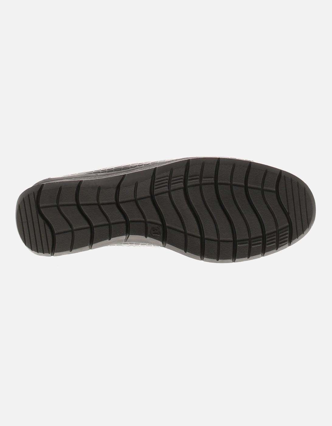 Womens Shoes Curve Slip On Croc Effect Loafer Wedges Patent Black UK S