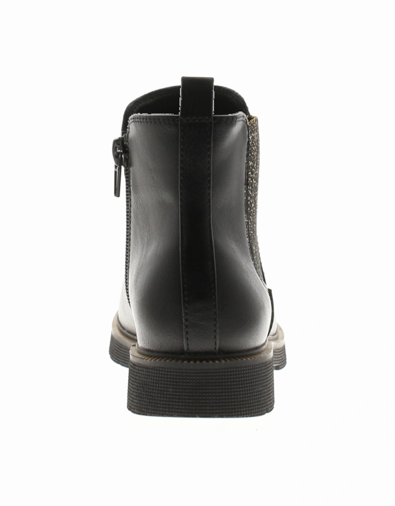 Girls Boots Chelsea Ankle Sheen Zip Fastening black UK Size