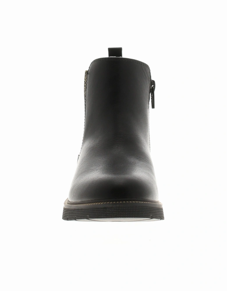 Girls Boots Chelsea Ankle Sheen Zip Fastening black UK Size